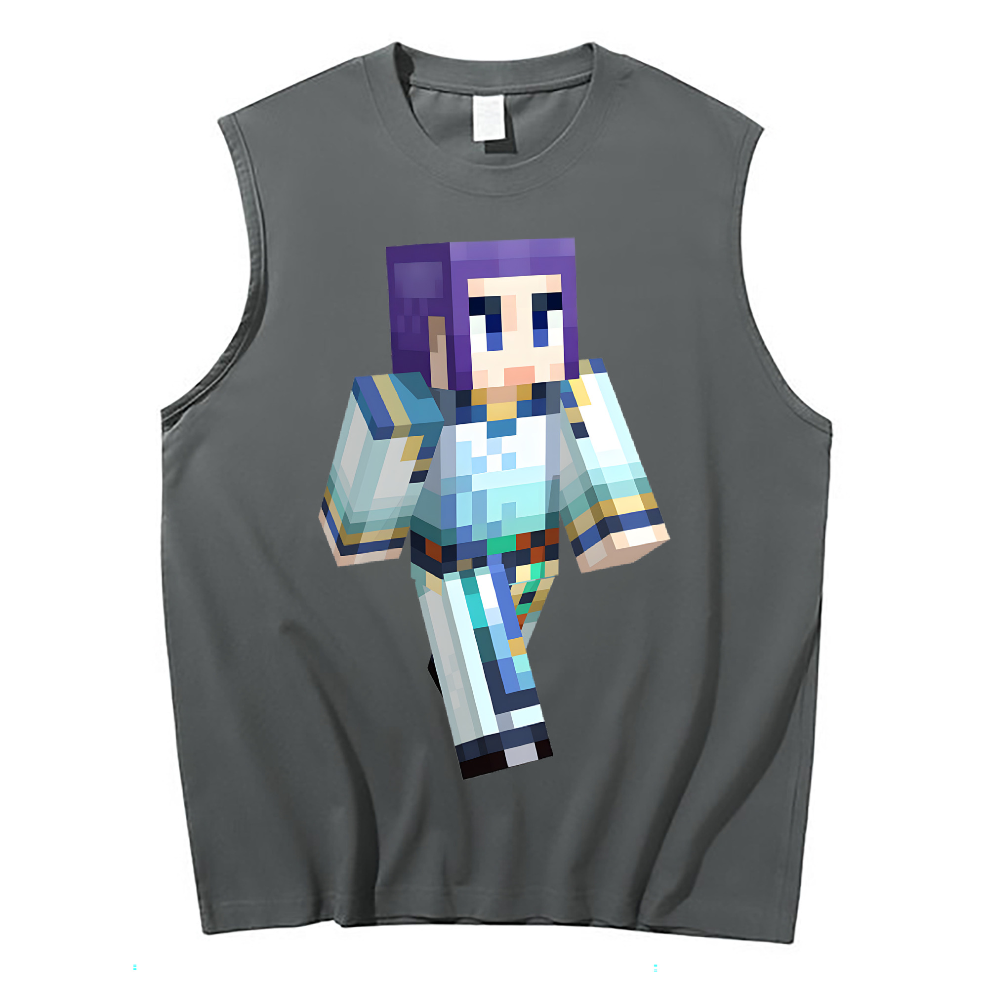 （画像用） マインクラフト ブロックの世界 Minecraft MC Block world コットン100％タンクトップ（フロントプリント）